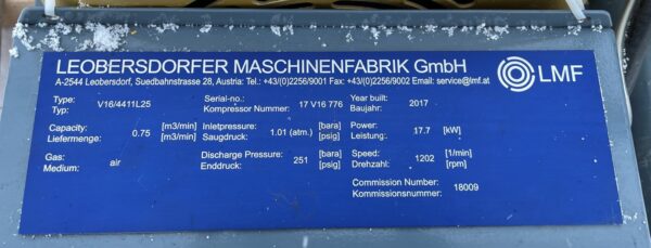 As New Lmf Model V16/4411 L25 High Pressure Air Compressor - Image 4