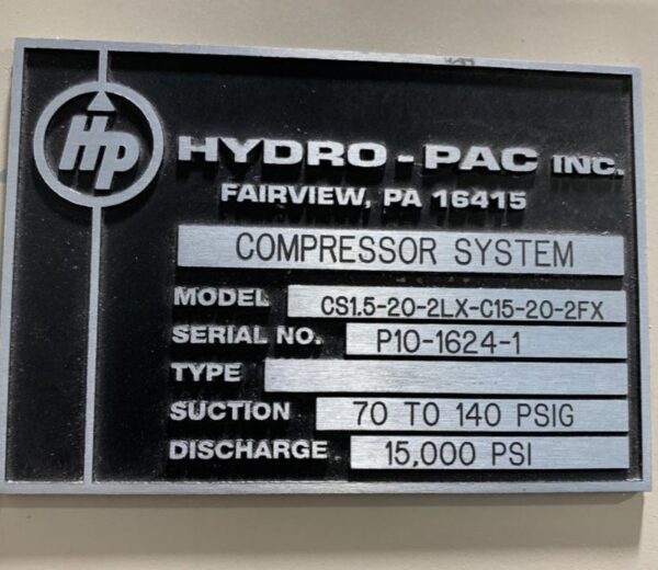 Reconditioned Hydro-pac Four-stage, 15,000 PSIG Gas Intensifier Package - Image 6